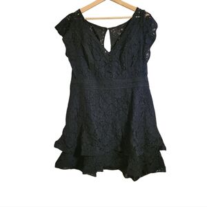 City Chic Black Lace Tiered Babydoll Dress